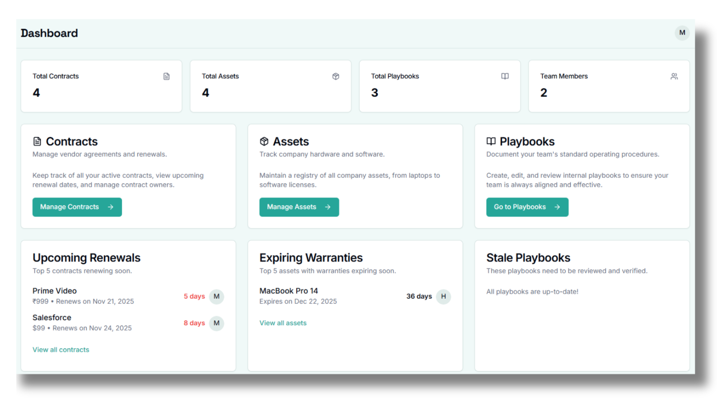 TeamHub Dashboard Interface