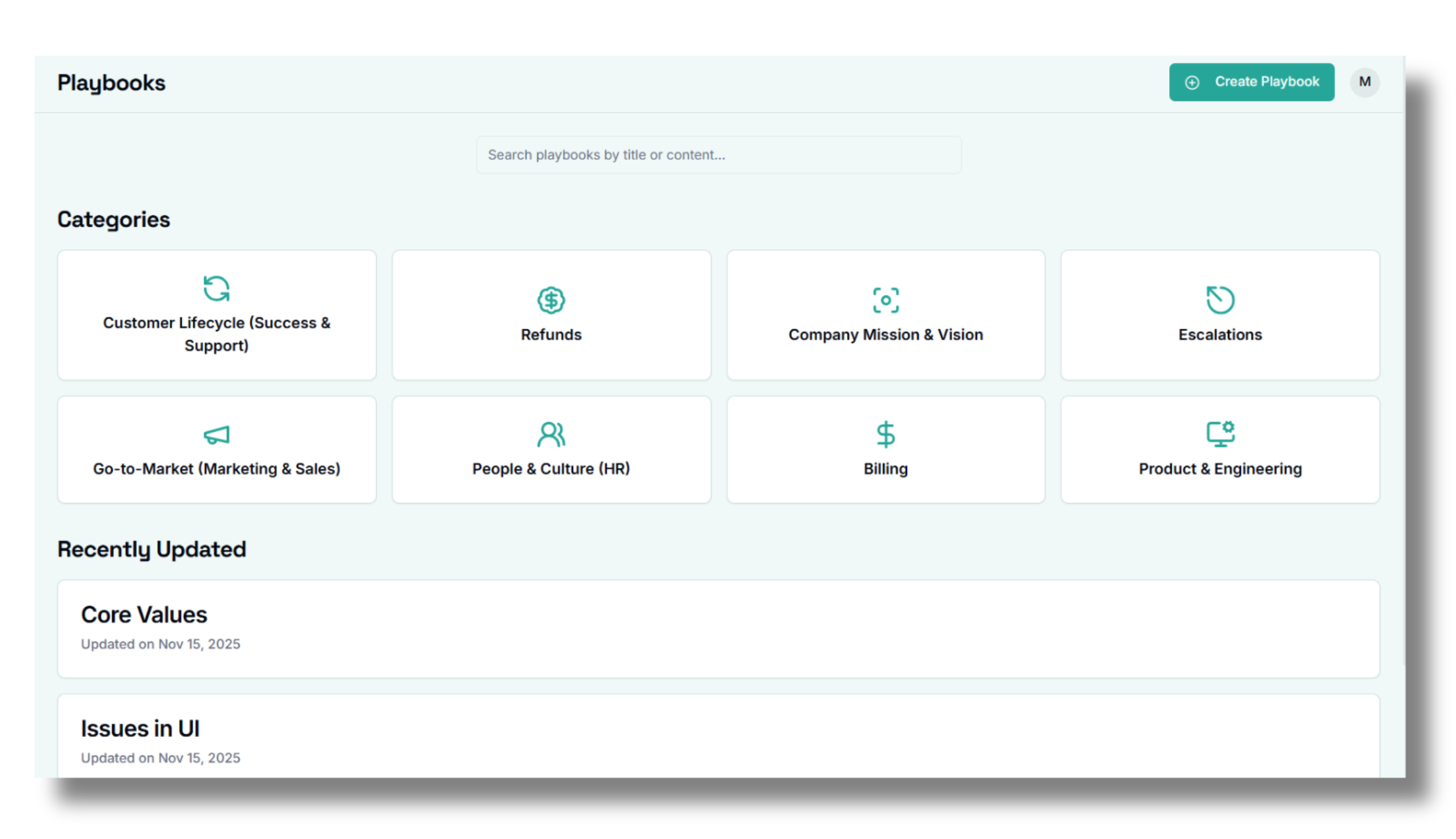 SOP Playbook Interface