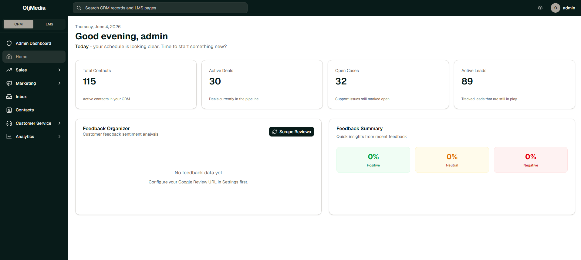 Smart LMS Dashboard Overview