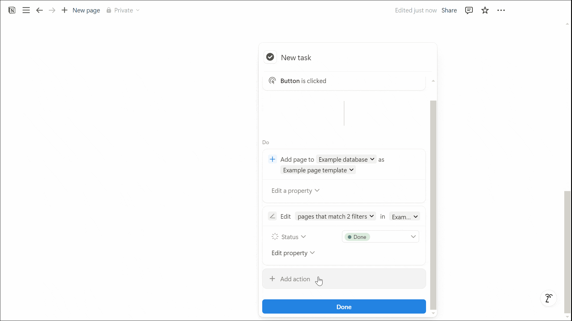 Notion Button Open Page, Form or URL Function