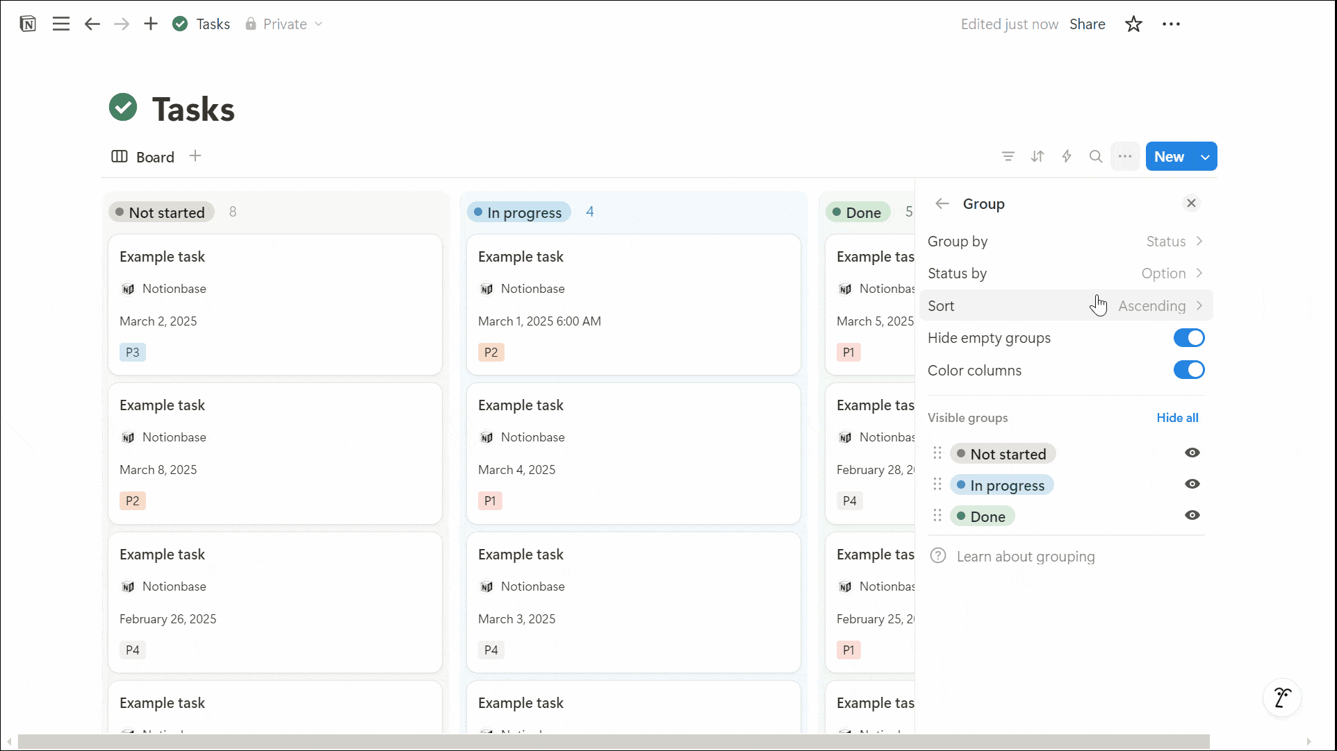 Notion Kanban Column Personalization