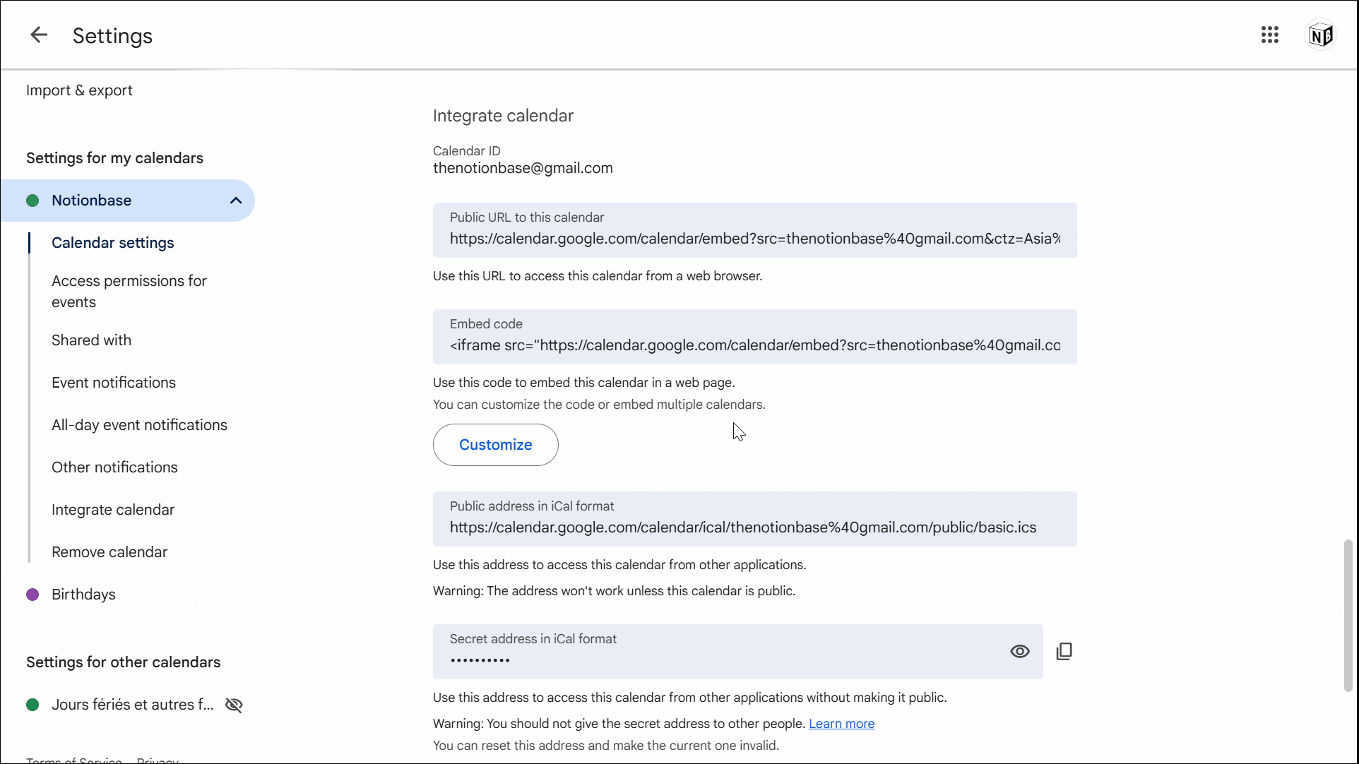 Steps for Google Calendar Notion Desktop Embed Creation 2