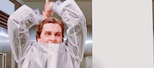 Patrick Bateman axe scene gif