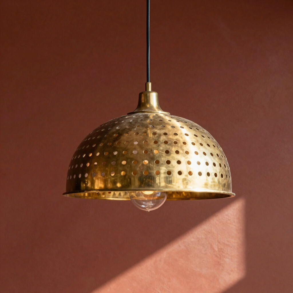 Atlas Perforated Brass Pendant