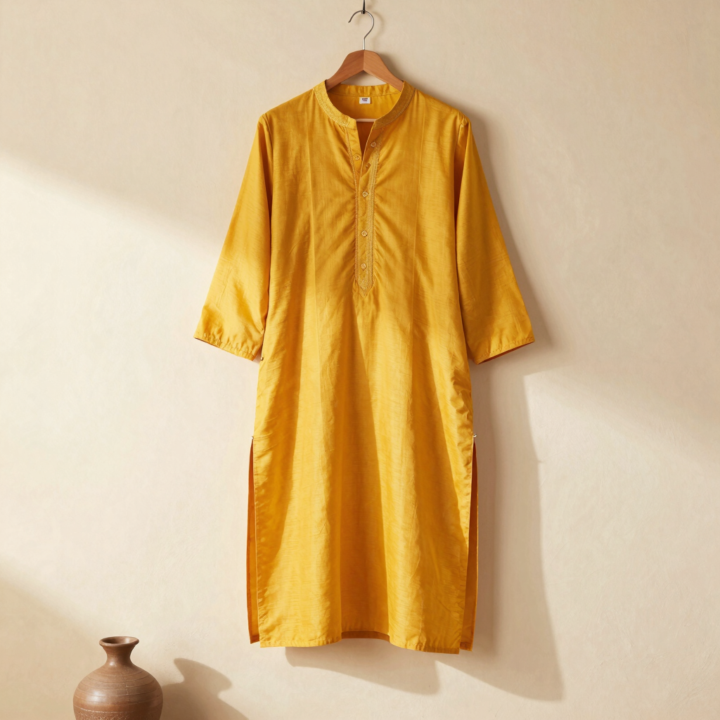 Roya Saffron Karandi Kurta