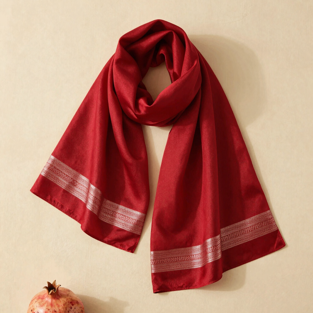 Soraya Crimson Raw Silk Shawl