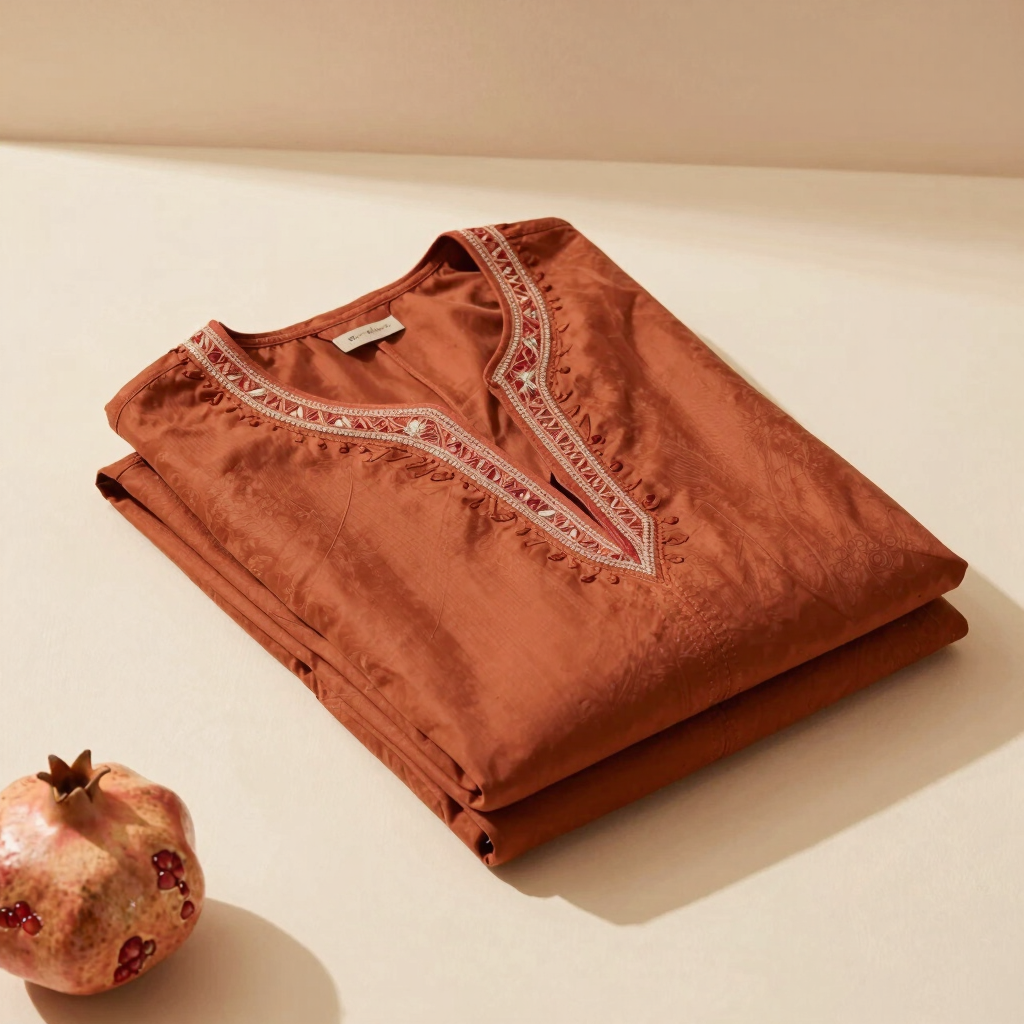 Mehr Terracotta Embroidered Suit