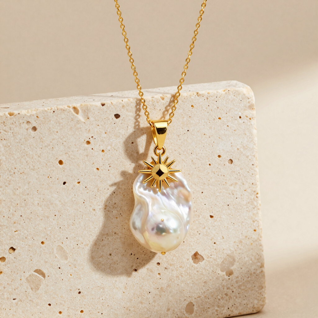 Soleil Pendant Pearl Necklace