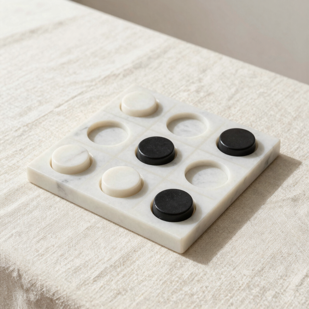 Carrara and Nero Marble Tic Tac Toe