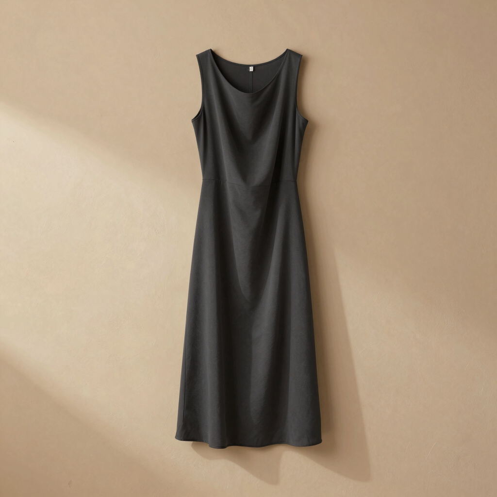Asymmetric Drape Midi Dress