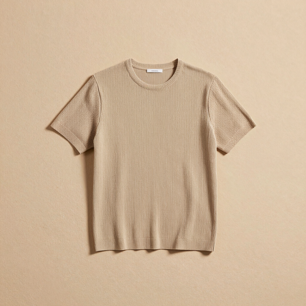 Sandstone Ribbed Knit Tee