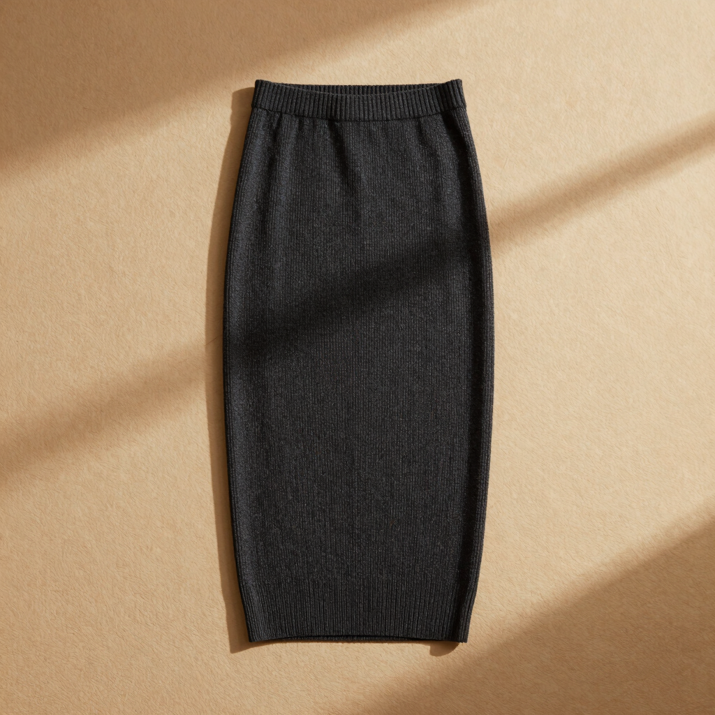 Ribbed Knit Midi Skirt