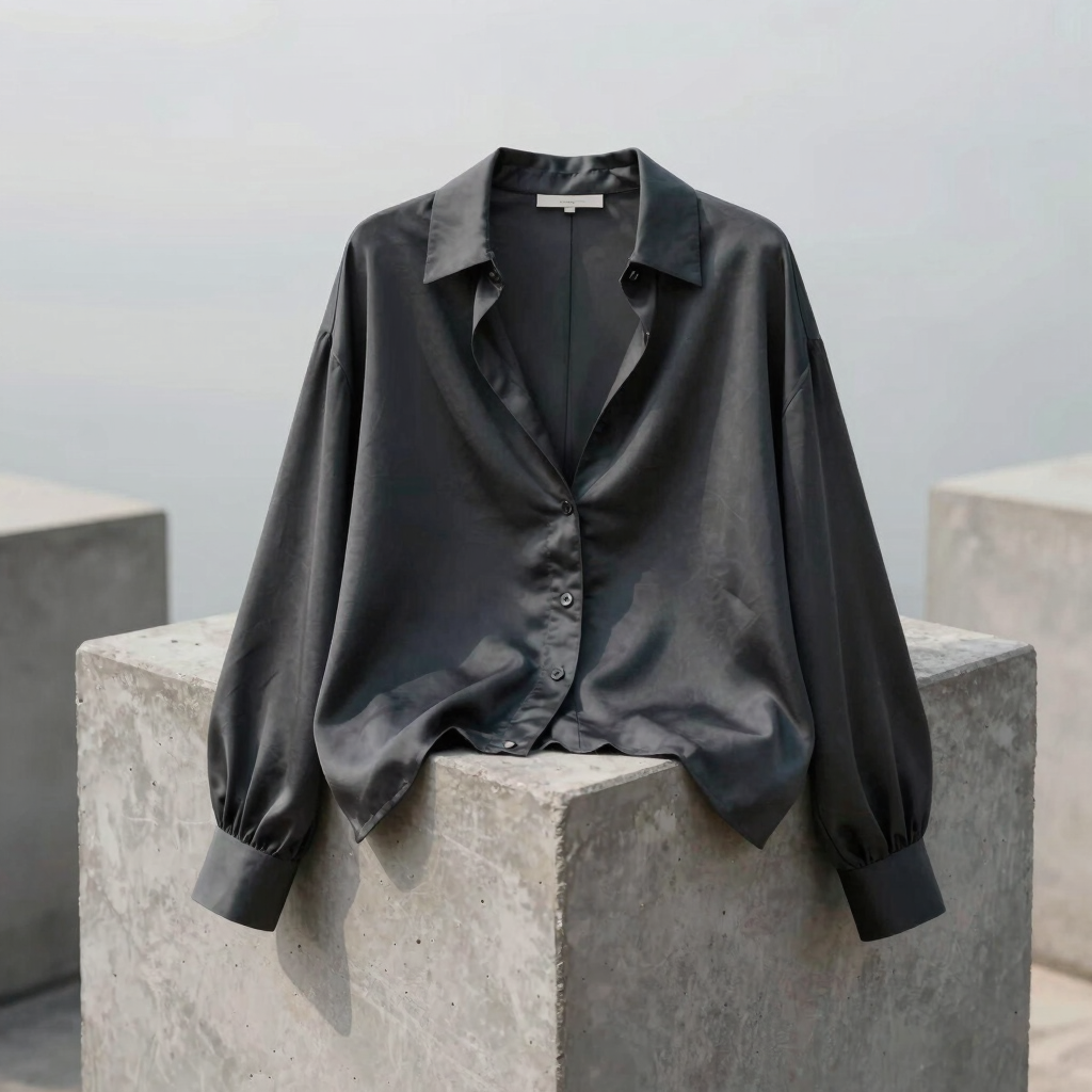 Fluid Silk Drape Neck Blouse