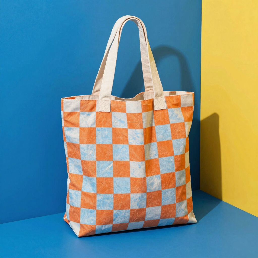 Jumbo Grid Canvas Tote