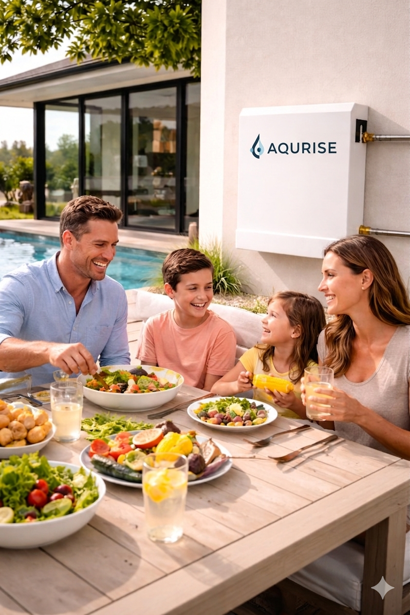 Family enjoying clean water from Aqurise