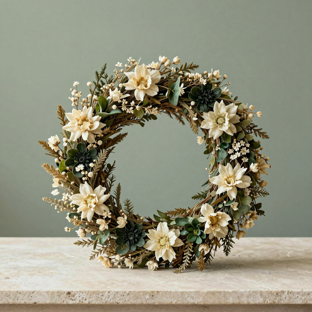 Couronne de Fleurs Séchées d'Antan