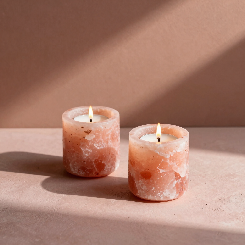Raw Pink Salt Tealight Holders