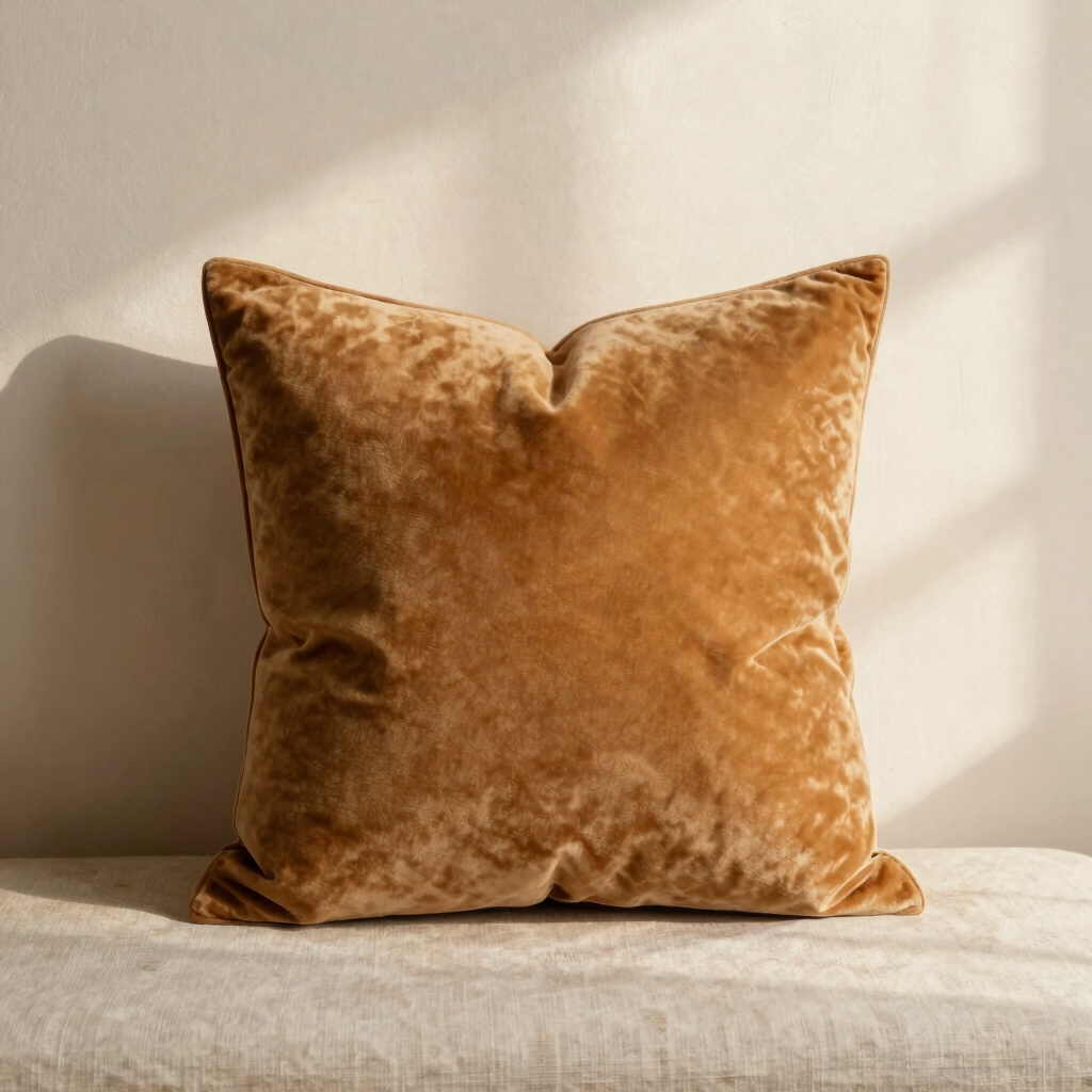Earthy Ochre Velvet Cushion