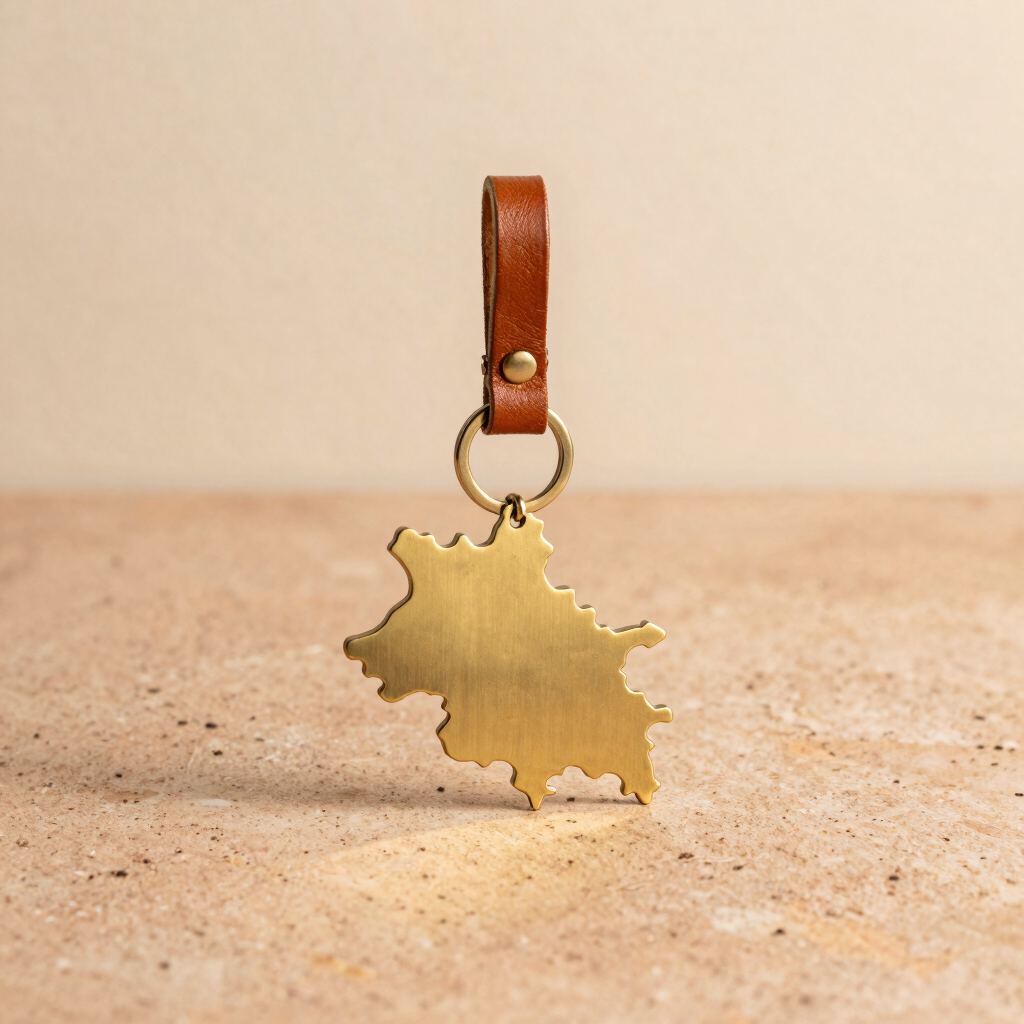 Punjab Map Brass Keychain