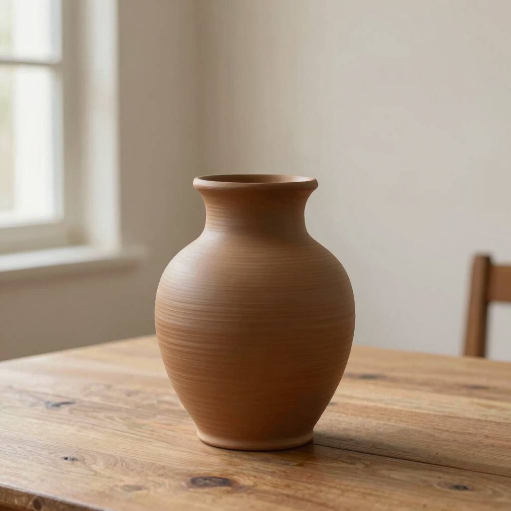 Terracotta Ribbed Vase