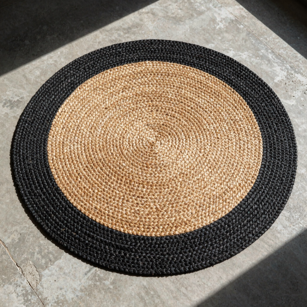 Charcoal-Core Jute Round Rug