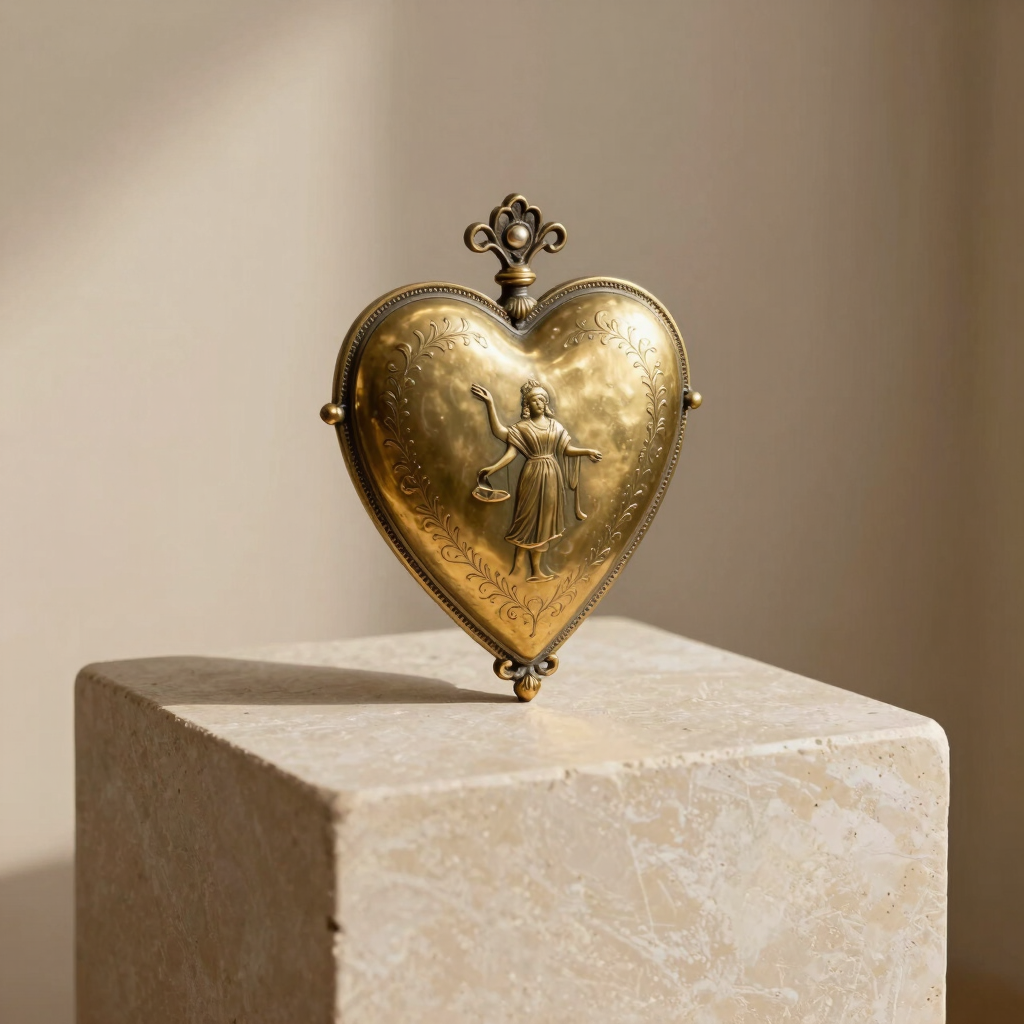 Espejo de Latón Repujado Corazón