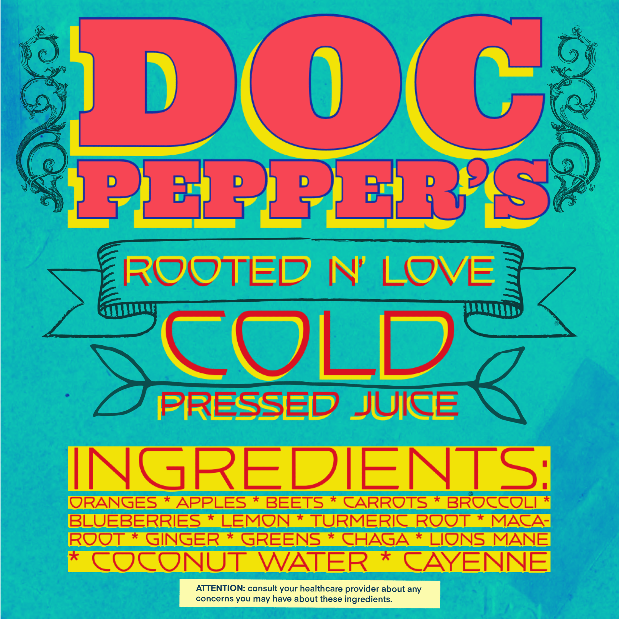 Jars of fresh cold pressed juice