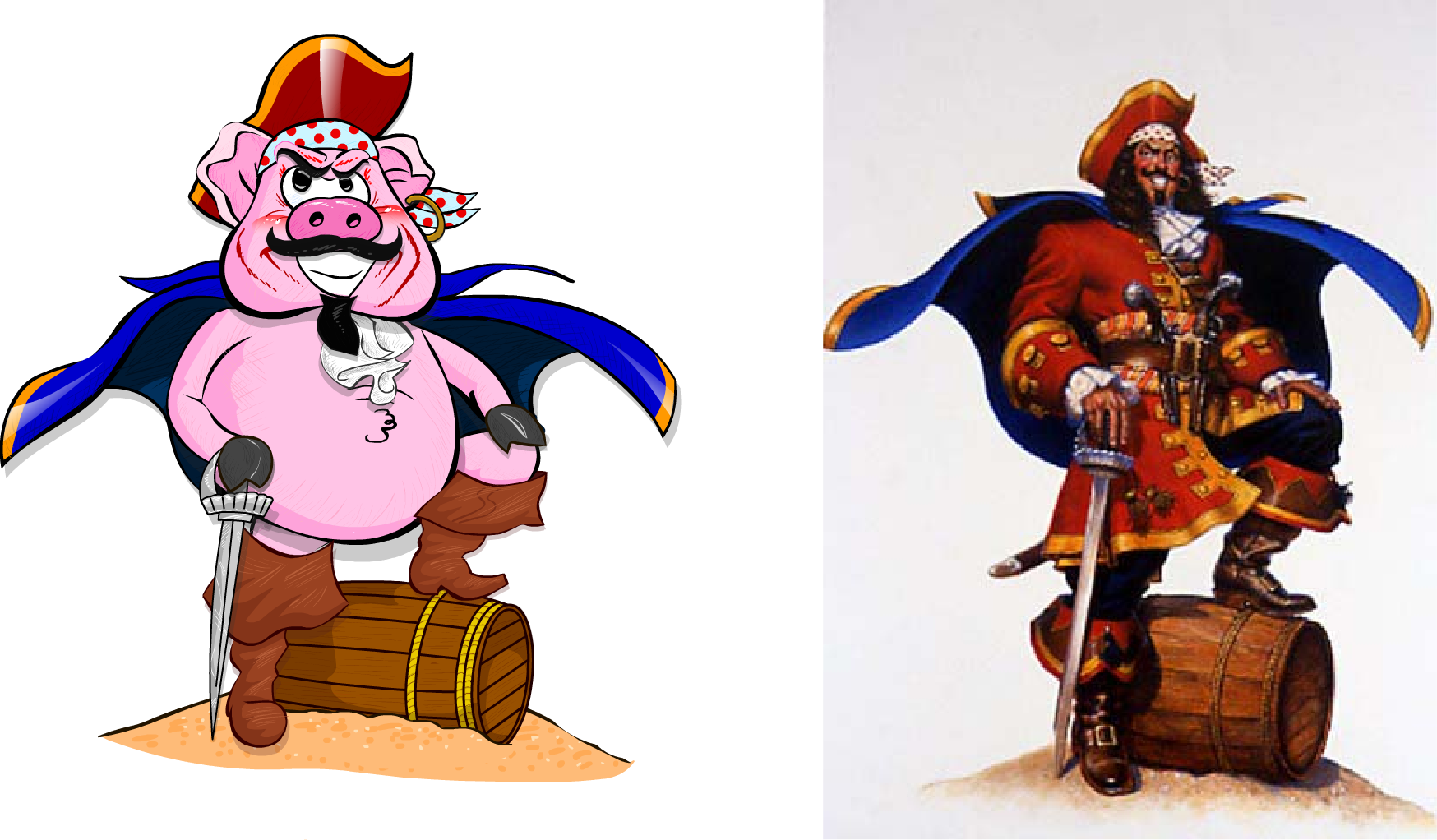 Pirate character illustration — cleanup pass