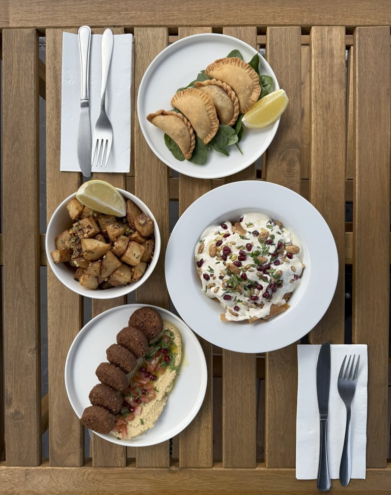 Mezze plates on timber table