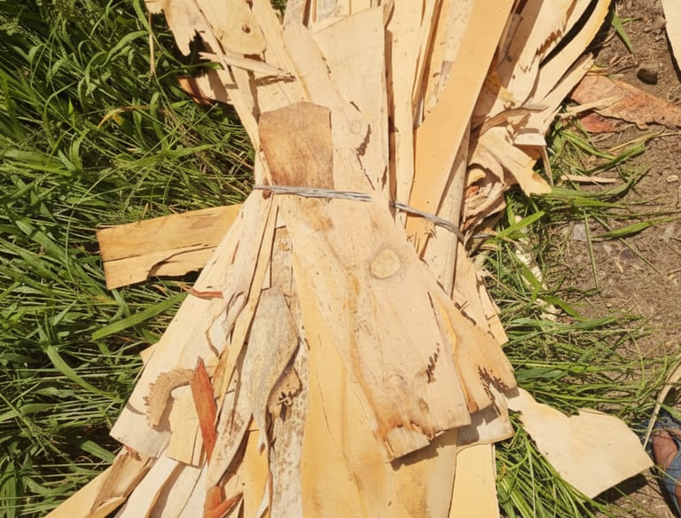 Bundled veneer waste material