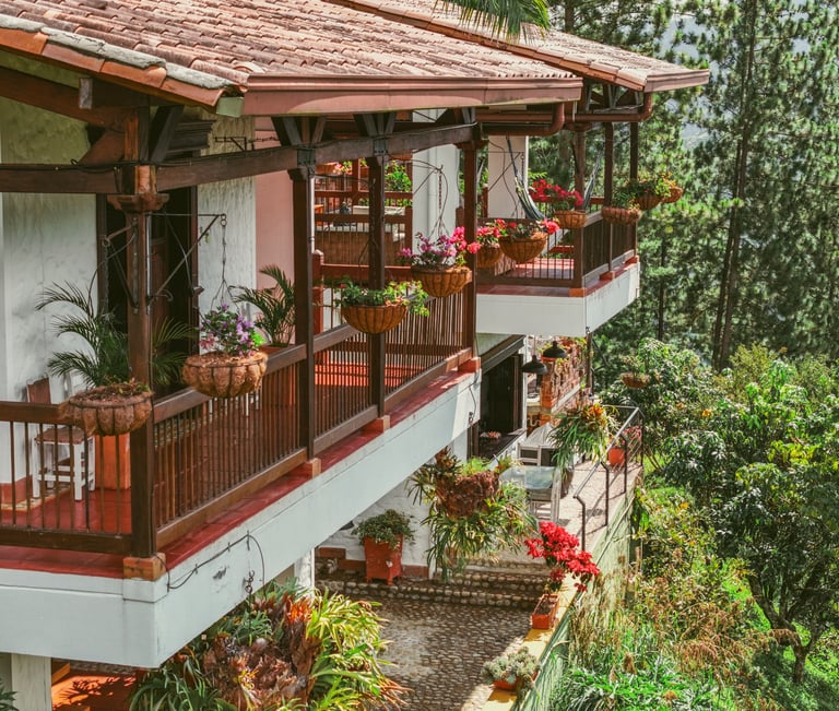 Balcones y arquitectura de Finca El Diamante