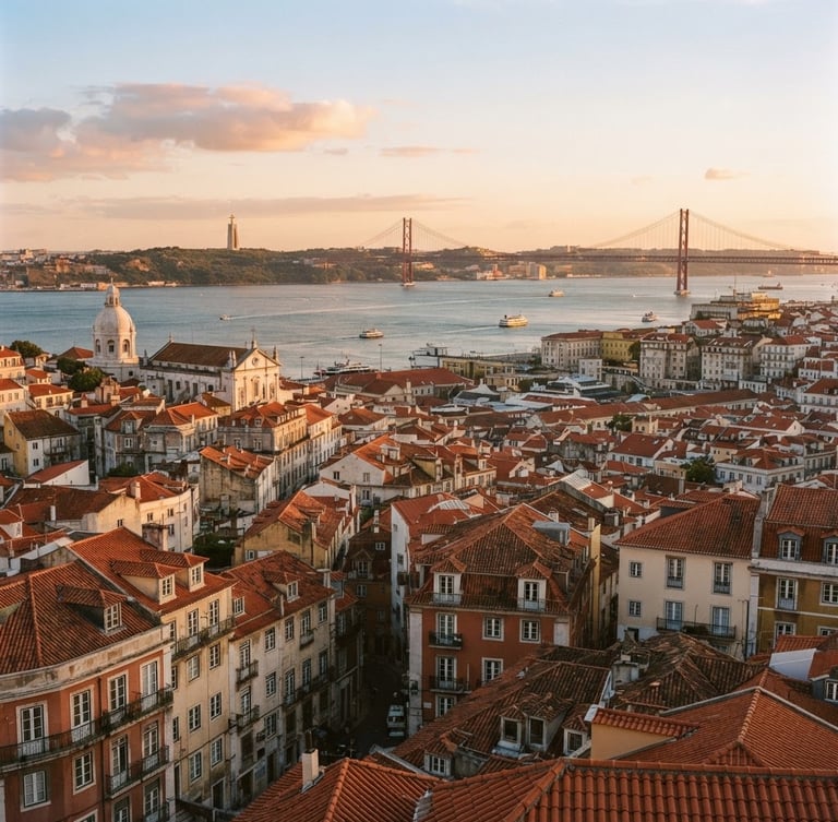 Vista panorâmica de Lisboa ao pôr do sol