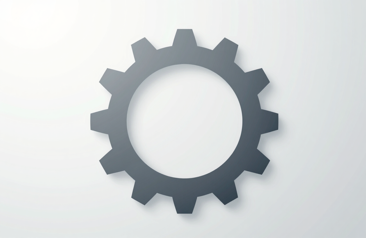 An abstract conceptual image of a gear and a spark, representing smart innovation. Stylized in a clean #4A6D7C and #F0F4F7 aesthetic.