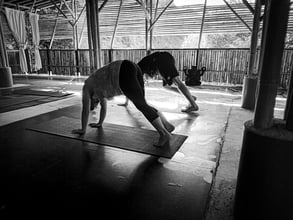 The Downward Facing dog is a practice staple in yoga classes.