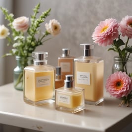 5 frascos de vidrio con Shampoo