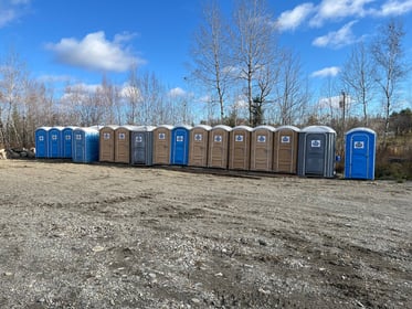 A row of portable toilets 