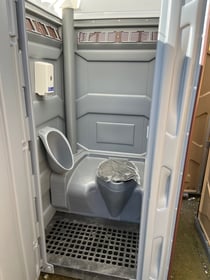 A clean interior of a portable toilet
