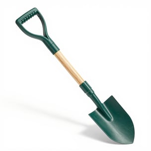 Garden gloves and a trowel resting on rich soil with sprouting seedlings nearby.