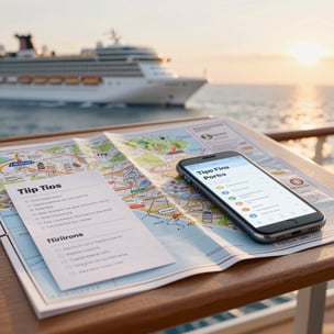 A serene ocean view from a cruise ship deck at sunset, evoking freedom and luxury.
