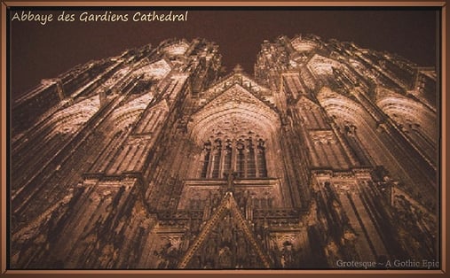 Abbaye des Gardiens Cathedral Looms Large