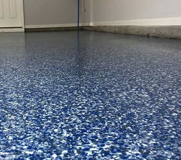 Blue and White Epoxy Flake Floor Lincoln NE
