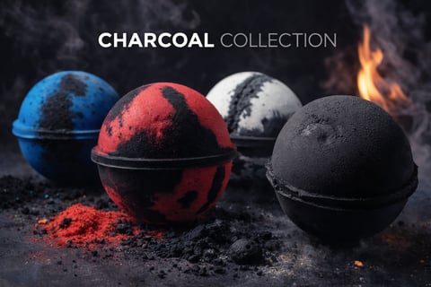 Luxury charcoal bath bombs XL black detox spa soak