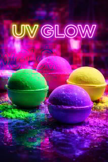 UV glow bath bombs XL neon colorful bath bombs glowing luxury bath soak