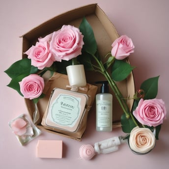 Jabon, champú y 5 rosas