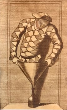 18th-century poster The bottle Conjuror entering into a wine bottle