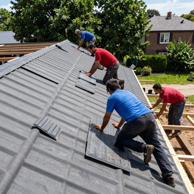 A friendly team member from C Webster and Sons discussing a roofing project with a homeowner in Bangor, Maine.