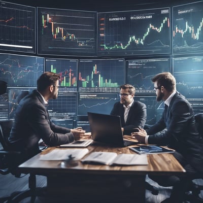 three men sitting  and discussing