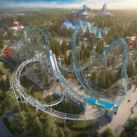 a roller coaster with a bunch of people on it