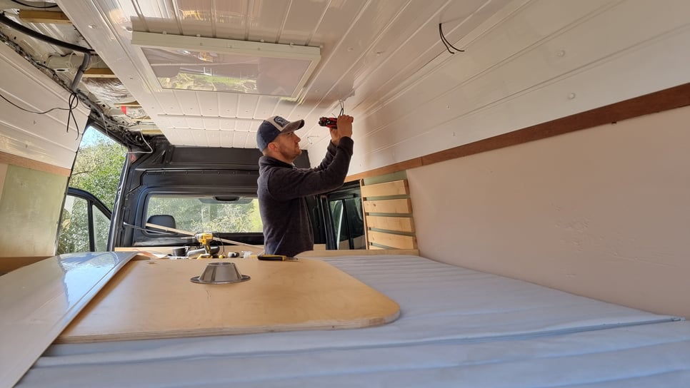 Building a campervan, fitting the LED lights