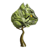 favicon representant un arbre de vie et image de chat fusionnée. regard attentif ,